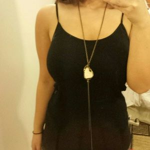 Long stone pendant necklace